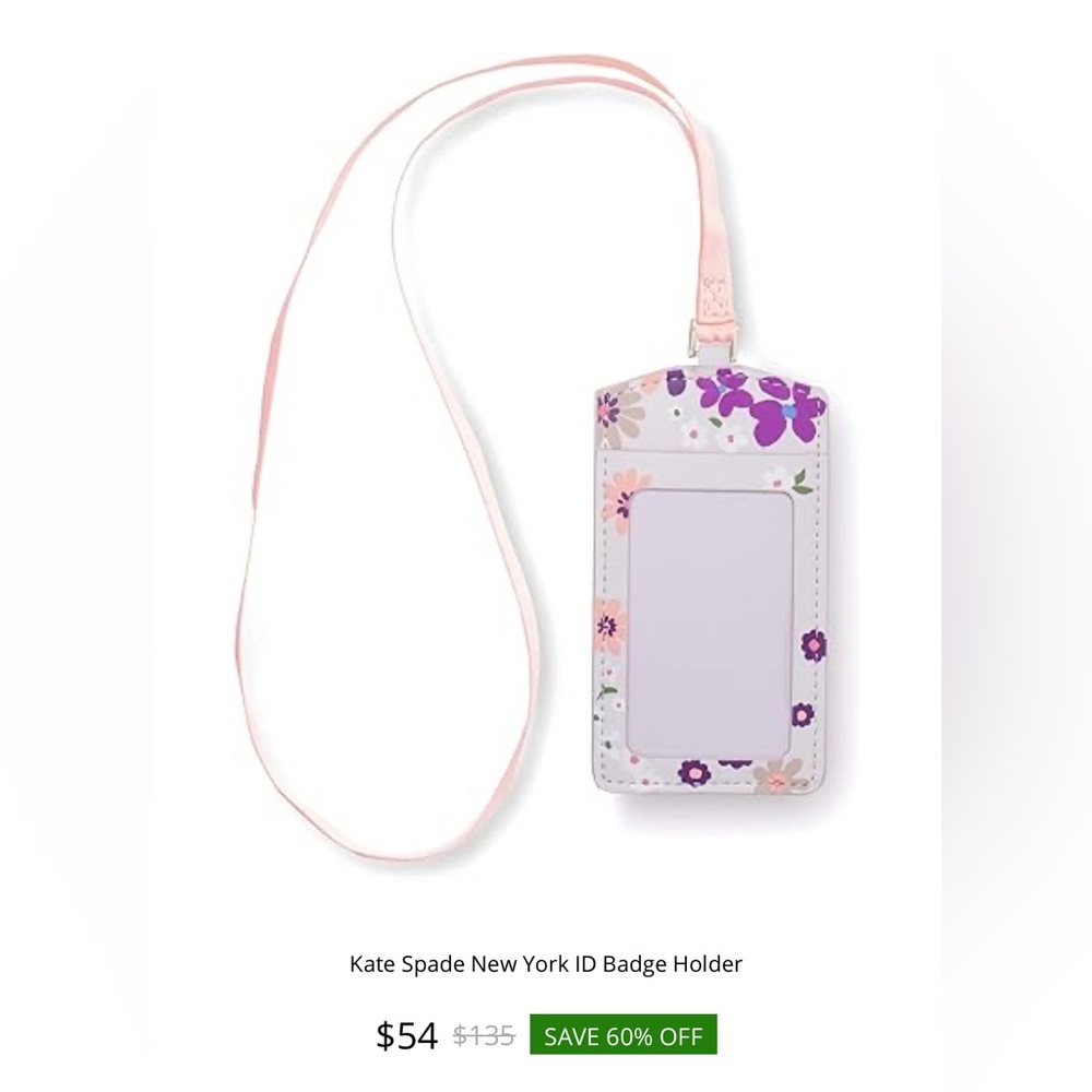 Kate Spade New York Floral ID Badge Holder with Pink Lanyard